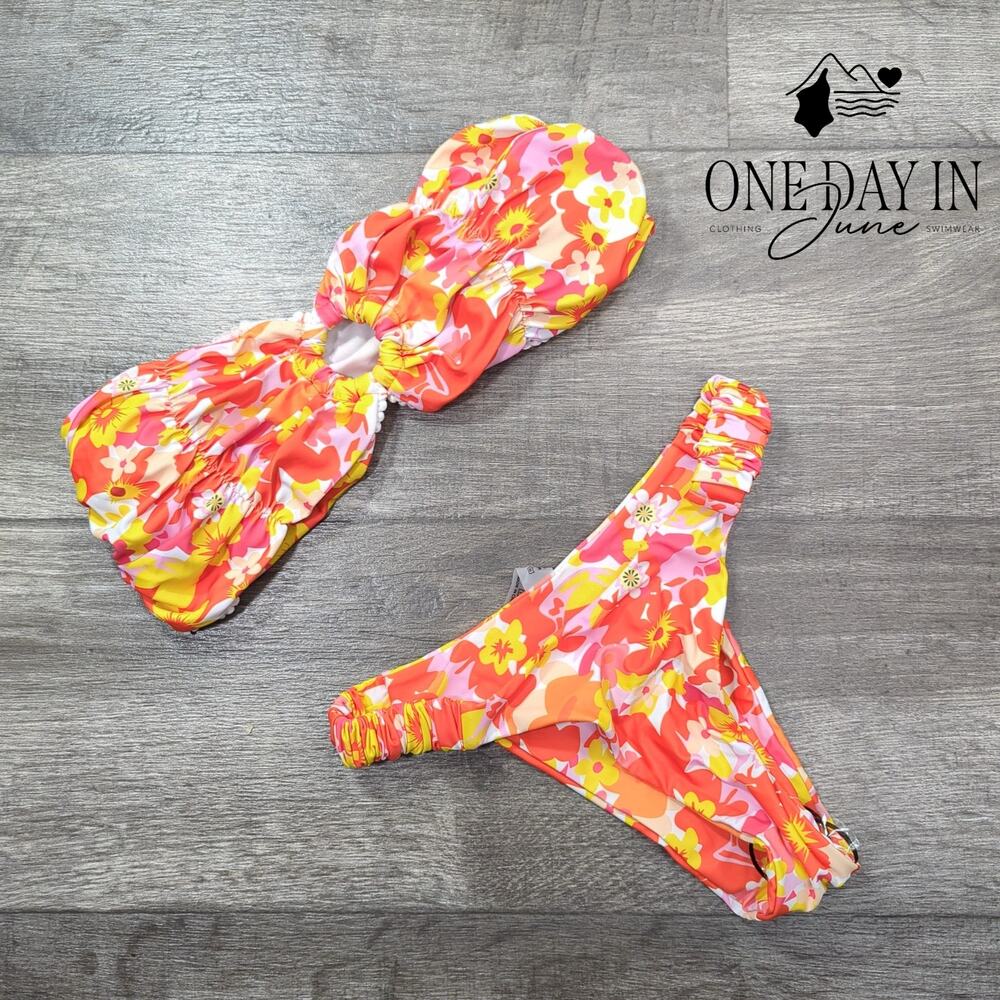 Shenhe Floral Ring Bandeau Bikini Swimsuit Size XS